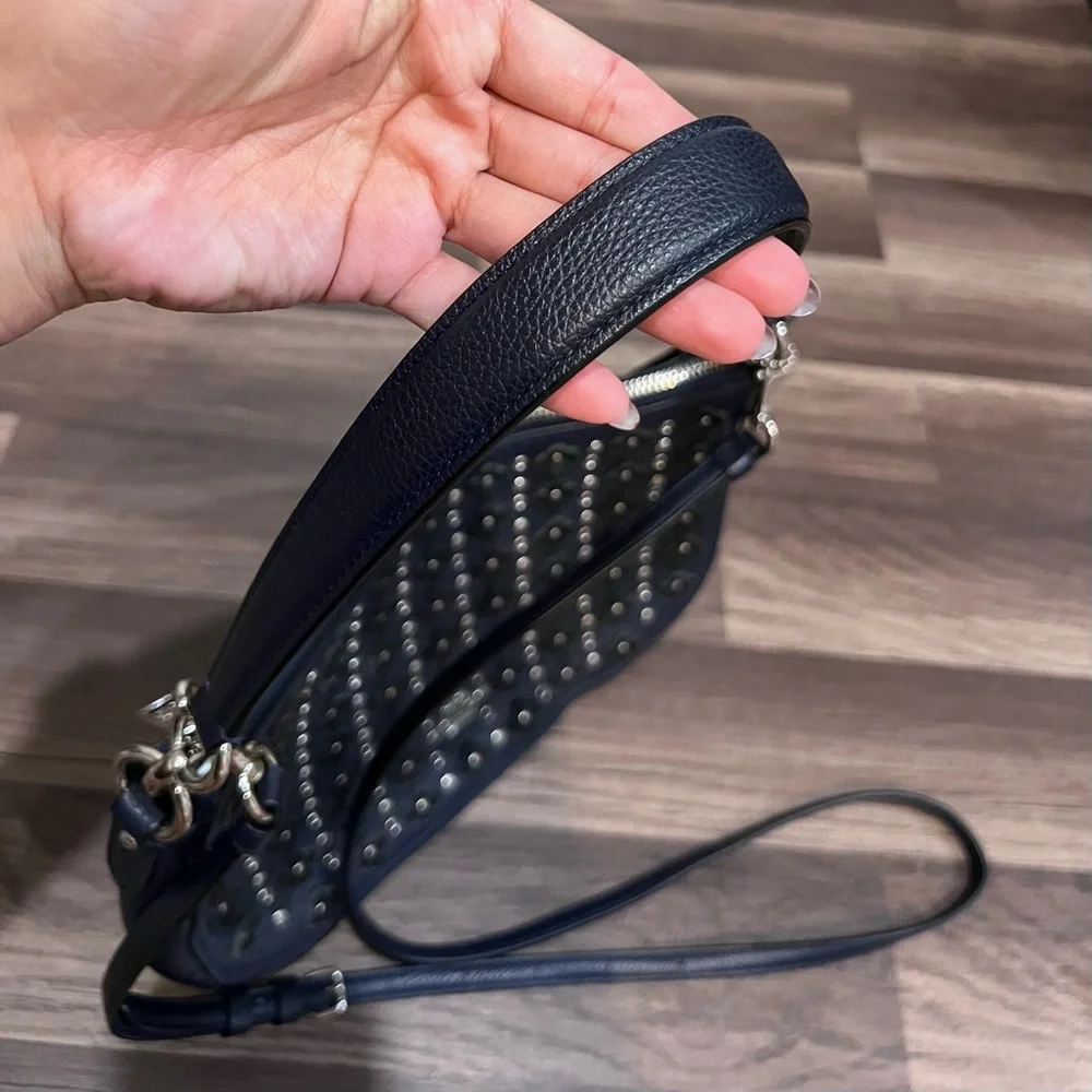 Coach Chelsea Navy With Floral Rivets Studded Women's Crossbody Bag - Picture 7 of 15
